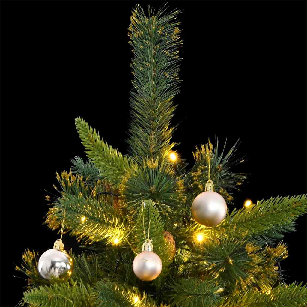 vidaXL Artificial Hinged Christmas Tree with 300 LEDs & Ball Set 180 cm
