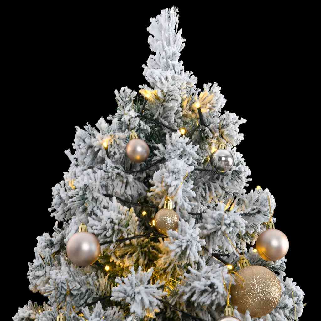 vidaXL Artificial Hinged Christmas Tree with 300 LEDs & Ball Set 210 cm