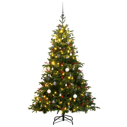vidaXL Artificial Hinged Christmas Tree with 300 LEDs & Ball Set 180 cm
