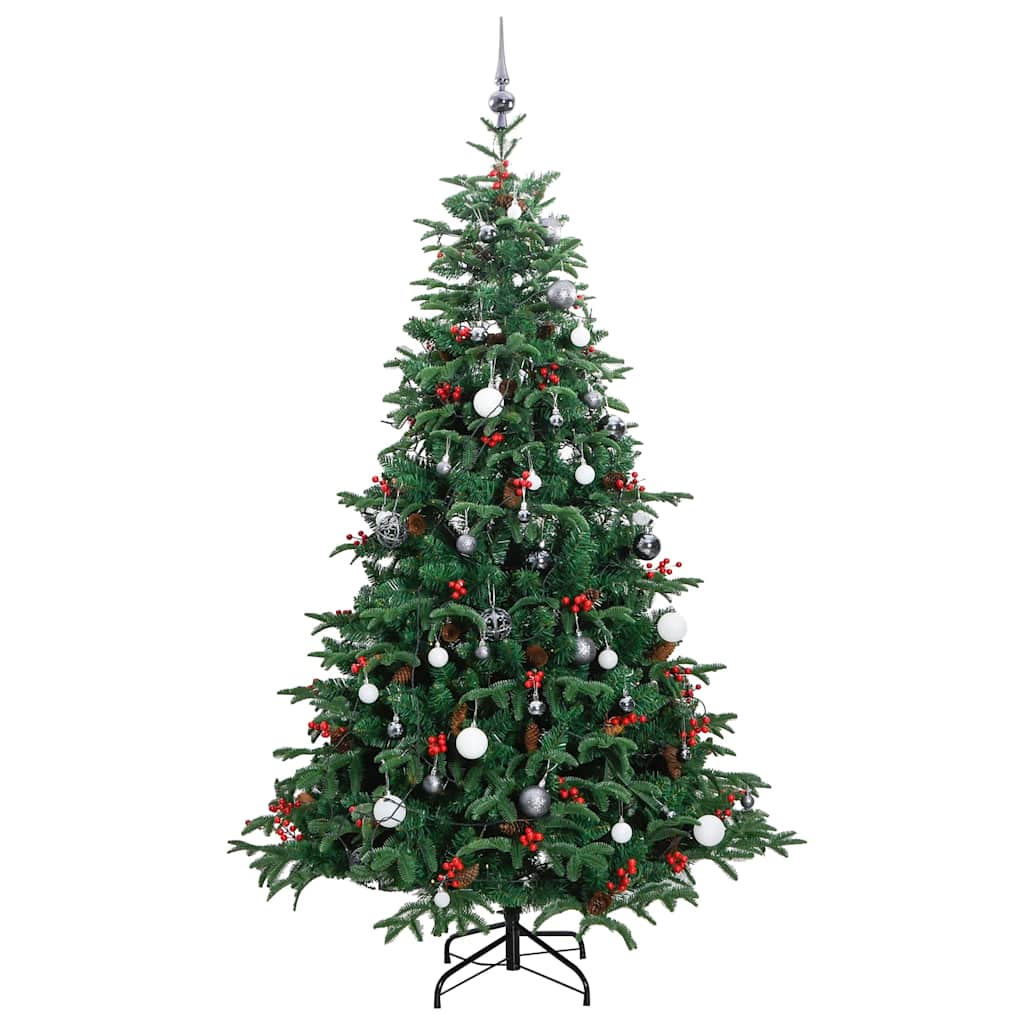 vidaXL Artificial Hinged Christmas Tree with 300 LEDs & Ball Set 180 cm