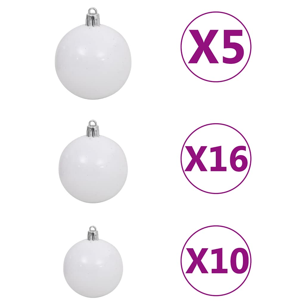 vidaXL Artificial Hinged Christmas Tree with 300 LEDs & Ball Set 180 cm