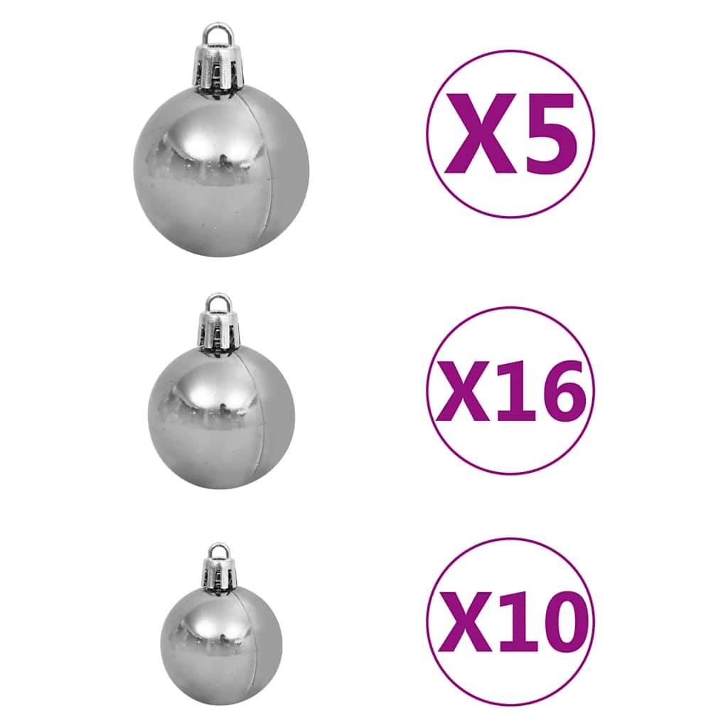 vidaXL Artificial Hinged Christmas Tree with 300 LEDs & Ball Set 180 cm